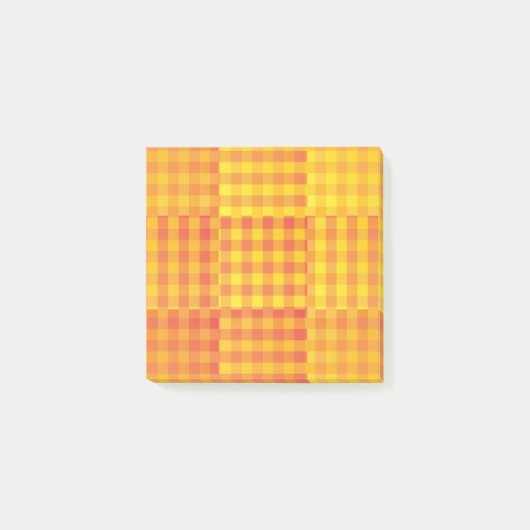 Oranje Geel Geruit Patchwork Patroon Post-it® Notes (Voorkant)