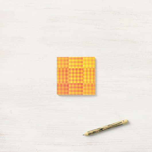 Oranje Geel Geruit Patchwork Patroon Post-it® Notes (Op bureau)