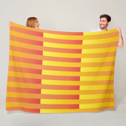Oranje Geel Gestreepte Patroon Fleece Deken (In situ)