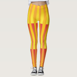 Oranje Geel Gestreepte Patroon Leggings