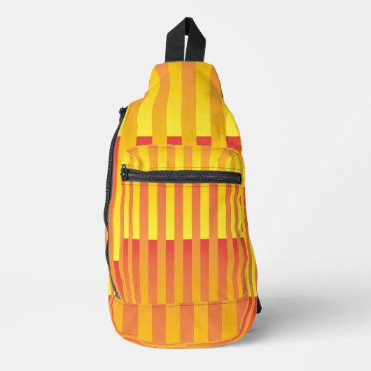 Oranje Geel Gestreepte Patroon Sling Bag (Voorkant)