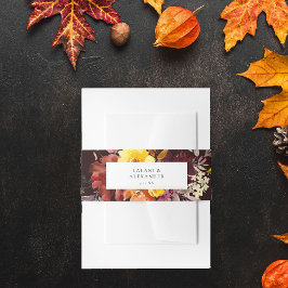 Oranje & Geel Gouden Herfst Bloem 5- Burgundy Uitnodigingen Wikkel