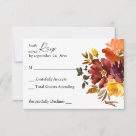 Oranje & Geel Gouden Herfst Bloemige geen maaltijd RSVP Kaartje