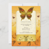 Oranje geel & gouden vlinder lief 16 feest kaart (Achterkant)