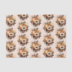 Oranje geel grijs bloemenboeketpatroon tissuepapier