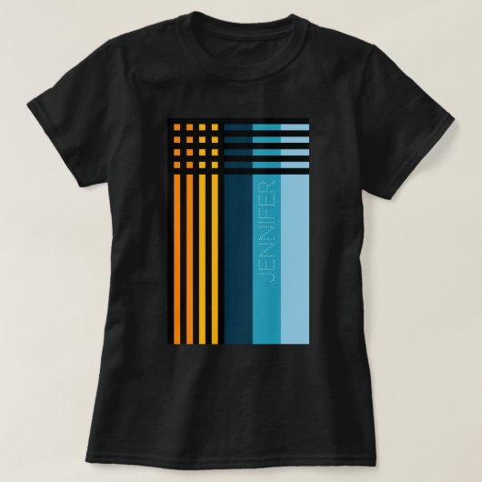 Oranje Geel Groen Blauw Stripes Aangepaste naam T-shirt (Design voorkant)