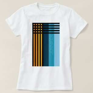 Oranje Geel Groen Blauw Stripes Naam Aangepast T-shirt