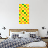 Oranje Geel Groen Geruit Patroonontwerp Canvas Afdruk (Insitu (Slaapkamer))
