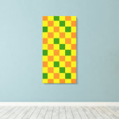 Oranje Geel Groen Geruit Patroonontwerp Canvas Afdruk (Insitu (Houten vloer))