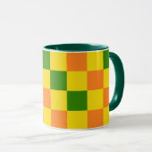 Oranje Geel Groen Geruit Patroonontwerp  Mok (Voorkant rechts)