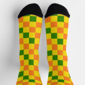 Oranje Geel Groen Geruit Patroonontwerp Sokken (Top)