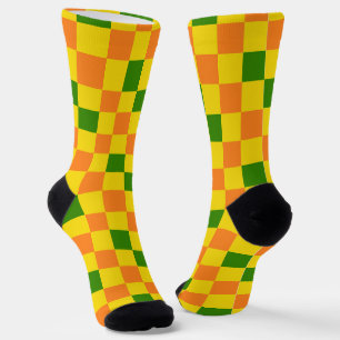 Oranje Geel Groen Geruit Patroonontwerp  Sokken