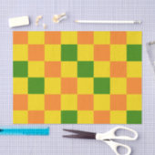 Oranje Geel Groen Geruit Patroonontwerp Tissuepapier (Craft)