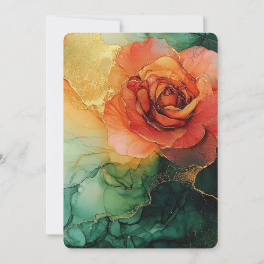 Oranje Geel Groen Goud Bloemen Verjaardag Kaart (Achterkant)