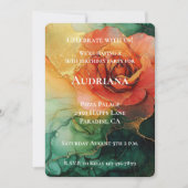 Oranje Geel Groen Goud Bloemen Verjaardag Kaart (Voorkant)