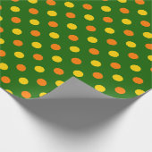Oranje Geel Groen Stippen Design Cadeaupapier (Hoek)