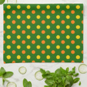 Oranje Geel Groen Stippen Design Theedoek (Gevouwen)