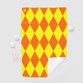 Oranje Geel Harlekijn Geruit Ontwerp Golfhanddoek (Insitu)