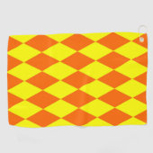 Oranje Geel Harlekijn Geruit Ontwerp Golfhanddoek (Horizontaal)