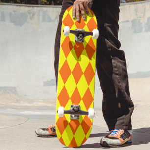 Oranje Geel Harlekijn Geruit Ontwerp Persoonlijk Skateboard