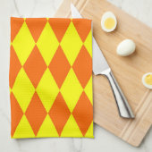 Oranje Geel Harlekijn Geruit Ontwerp  Theedoek (Quarter Fold)