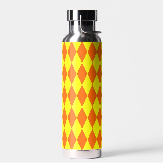 Oranje Geel Harlekijn Geruit Ontwerp  Waterfles (Links)