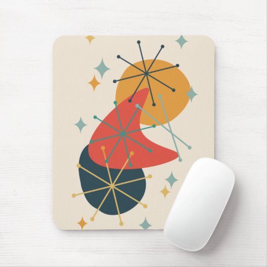 Oranje, Geel, Houtskool Mid-Century Abstract Muismat (Met muis)
