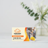 Oranje geel huis renovatie aannemer bouwer visitekaartje (Staand voorkant)