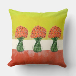 Oranje Geel Italiaans Ranunculus Waterverf Buitenkussen