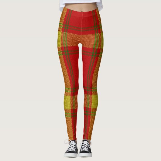Oranje geel kerstfeest leggings (Voorkant)