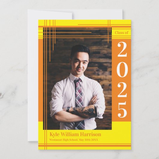 Oranje geel kleurenAfstuderen van de School Kaart (Voorkant)