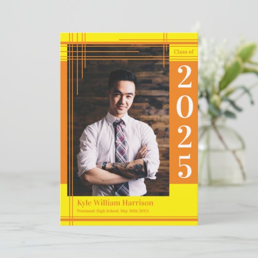 Oranje geel kleurenAfstuderen van de School Kaart (Staand voorkant)