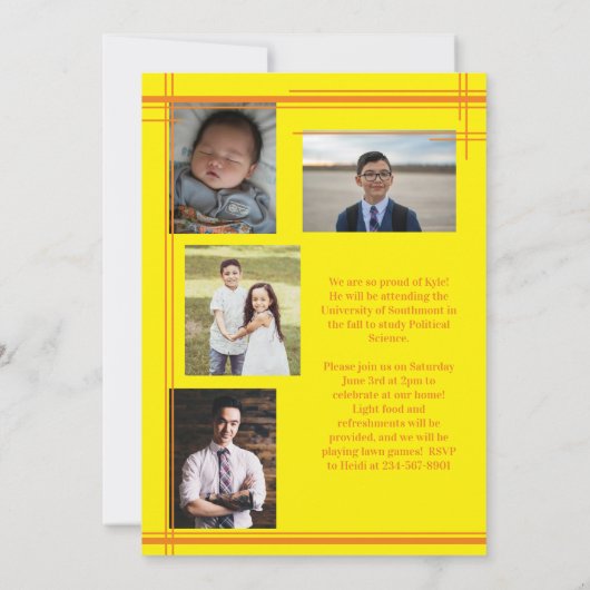 Oranje geel kleurenAfstuderen van de School Kaart (Achterkant)