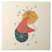 Oranje, Geel, Koolgrijze Mid-Century Abstract Tegeltje (Voorkant)