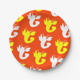 Oranje Geel Kreeft Wit 4Gayle Papieren Bordje