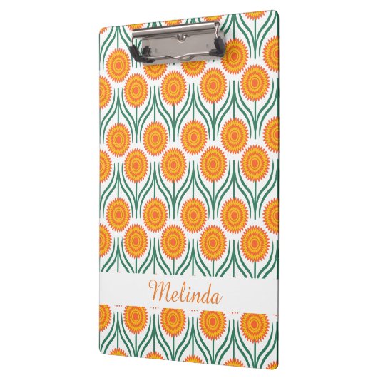 Oranje geel modern Floral Pattern-Custom Klembord (Links)