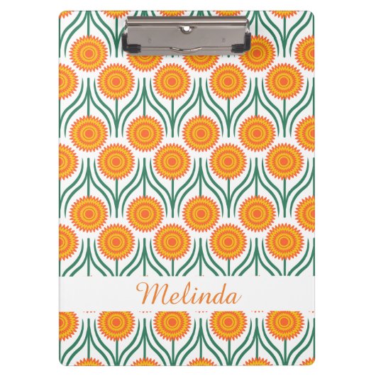Oranje geel modern Floral Pattern-Custom Klembord (Voorkant)