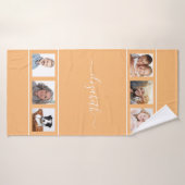 Oranje geel monogram van de douane fotocollage mon badhanddoek (Badhanddoek)