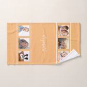 Oranje geel monogram van de douane fotocollage mon handdoek (Handdoek)