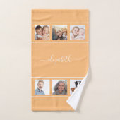 Oranje geel monogram van de douane fotocollage mon handdoek (Handdoek)