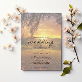 Oranje geel mooie zonsondergang platteland bruilof kaart