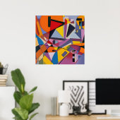 Oranje geel Multi Modern Geometrisch Abstract Poster (Thuiskantoor)