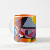 Oranje geel Multi Modern Geometrisch Abstract Tweekleurige Koffiemok (Voorkant links)
