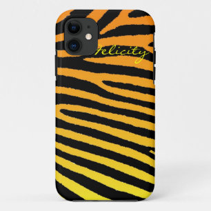Oranje geel neon zebra strepen iphone 5 hoes