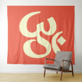 Oranje geel OM Namaste-symbool Wandkleed (In Situ (horizontaal))