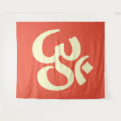 Oranje geel OM Namaste-symbool Wandkleed (Voorkant (horizontaal))