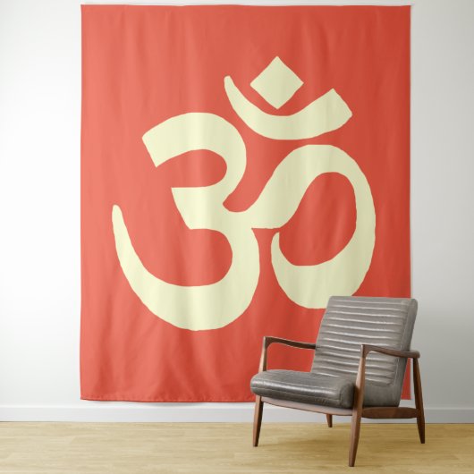 Oranje geel OM Namaste-symbool Wandkleed (In situ)