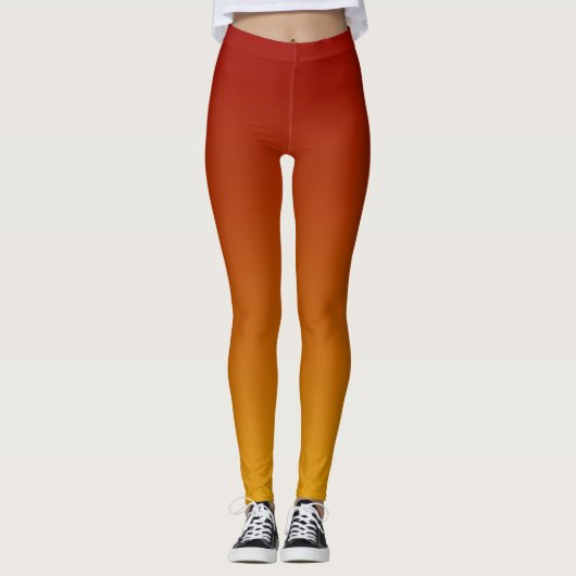 Oranje geel ombre zonsondergang leggings (Voorkant)