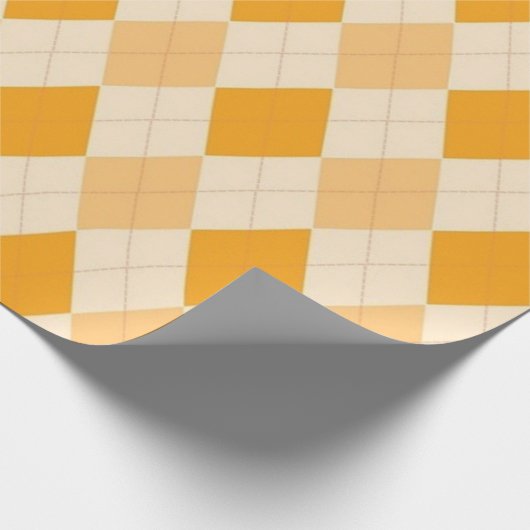 Oranje geel ontwerp met paniekvormig design cadeaupapier (Hoek)