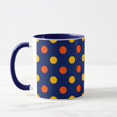 Oranje Geel Op Blauwe Stippen Ontwerp Mok (Links)